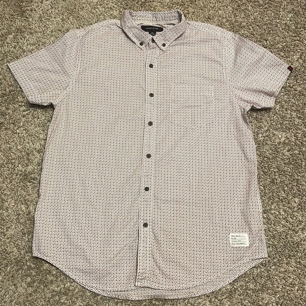 Adam Levine men’s shirt sleeve button down shirt, red and blue, size M, NWOT